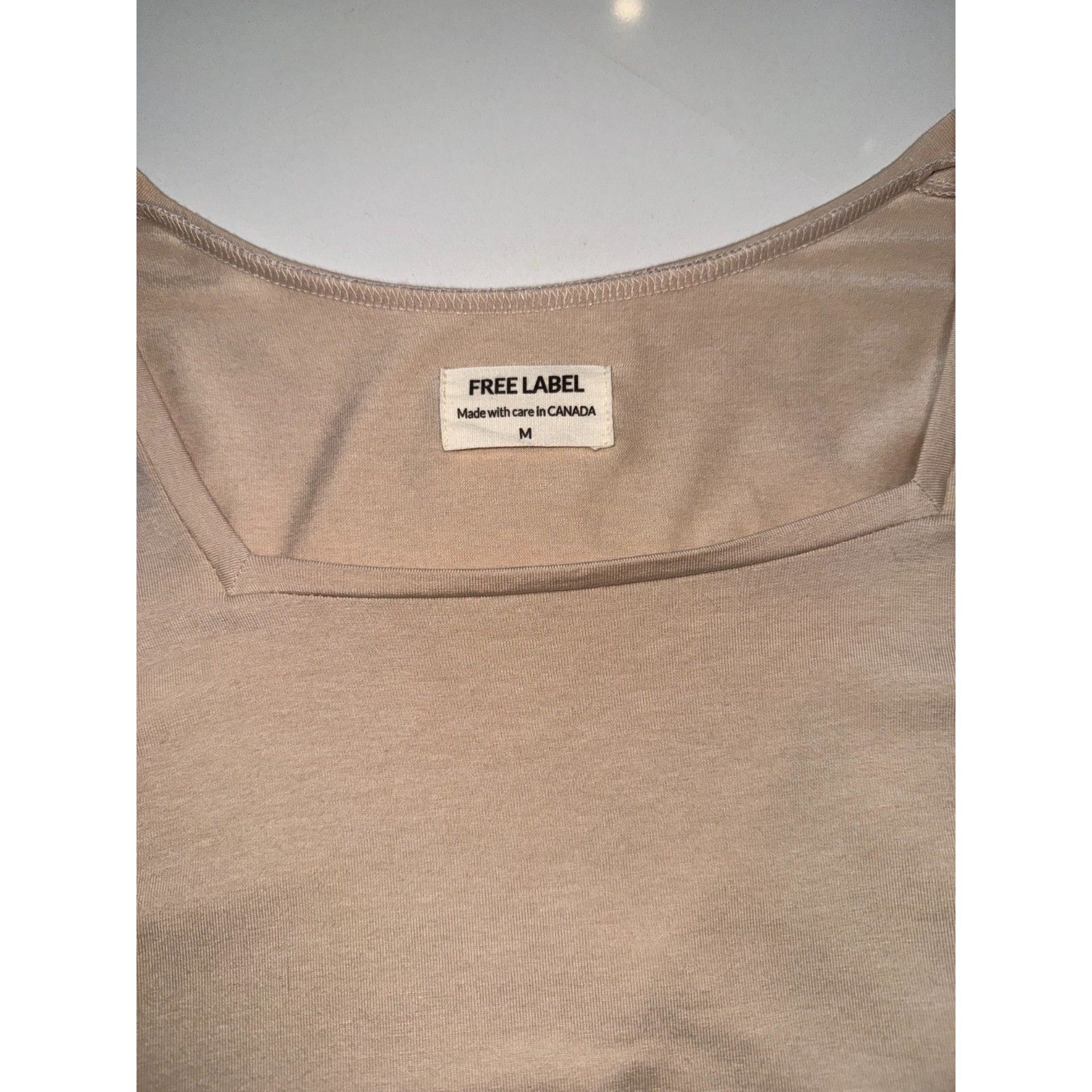 Free Label Tan Square Neck Long Sleeve Top Size M Made In Canada — image 3 of 4